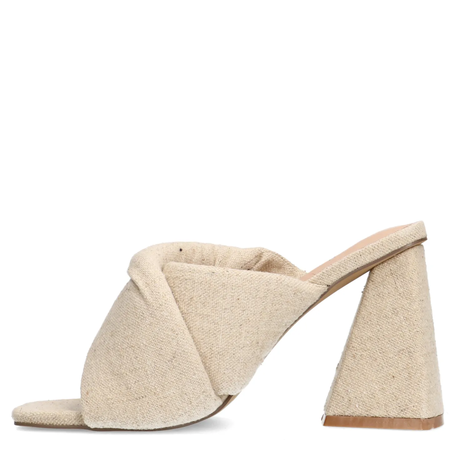 Beige denim muiltjes met hak