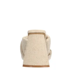 Beige denim muiltjes met hak