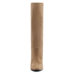 Beige hoge suède laarzen met hak