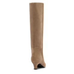 Beige hoge suède laarzen met hak