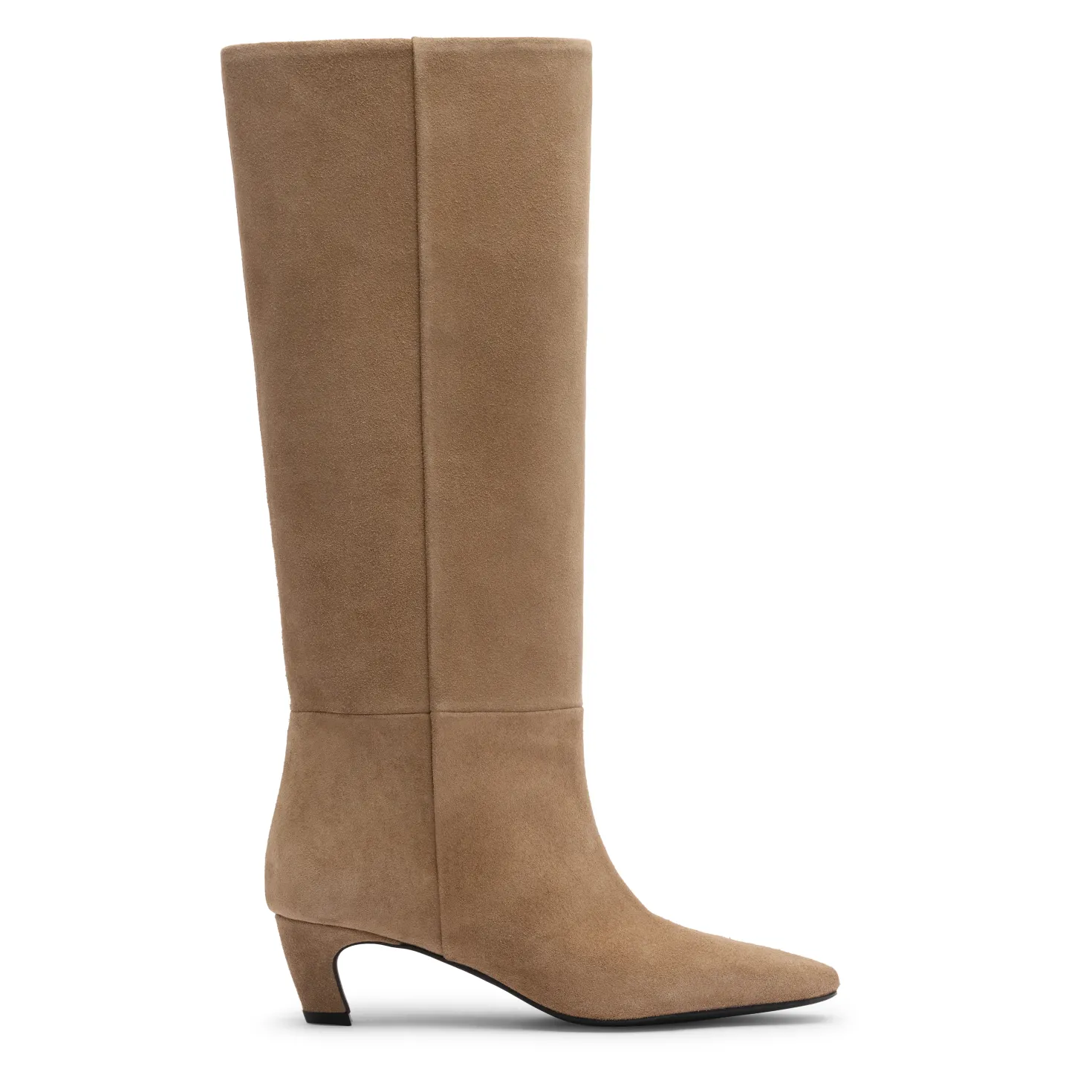 Beige hoge suède laarzen met hak