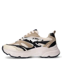 Beige leren sneakers met cow details