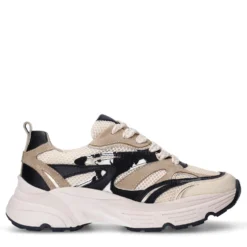 Beige leren sneakers met cow details