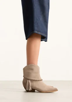 Beige leren western laarsjes