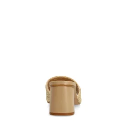 Beige muiltjes met blokhak