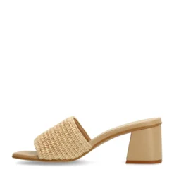 Beige muiltjes met blokhak