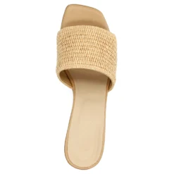 Beige muiltjes met blokhak