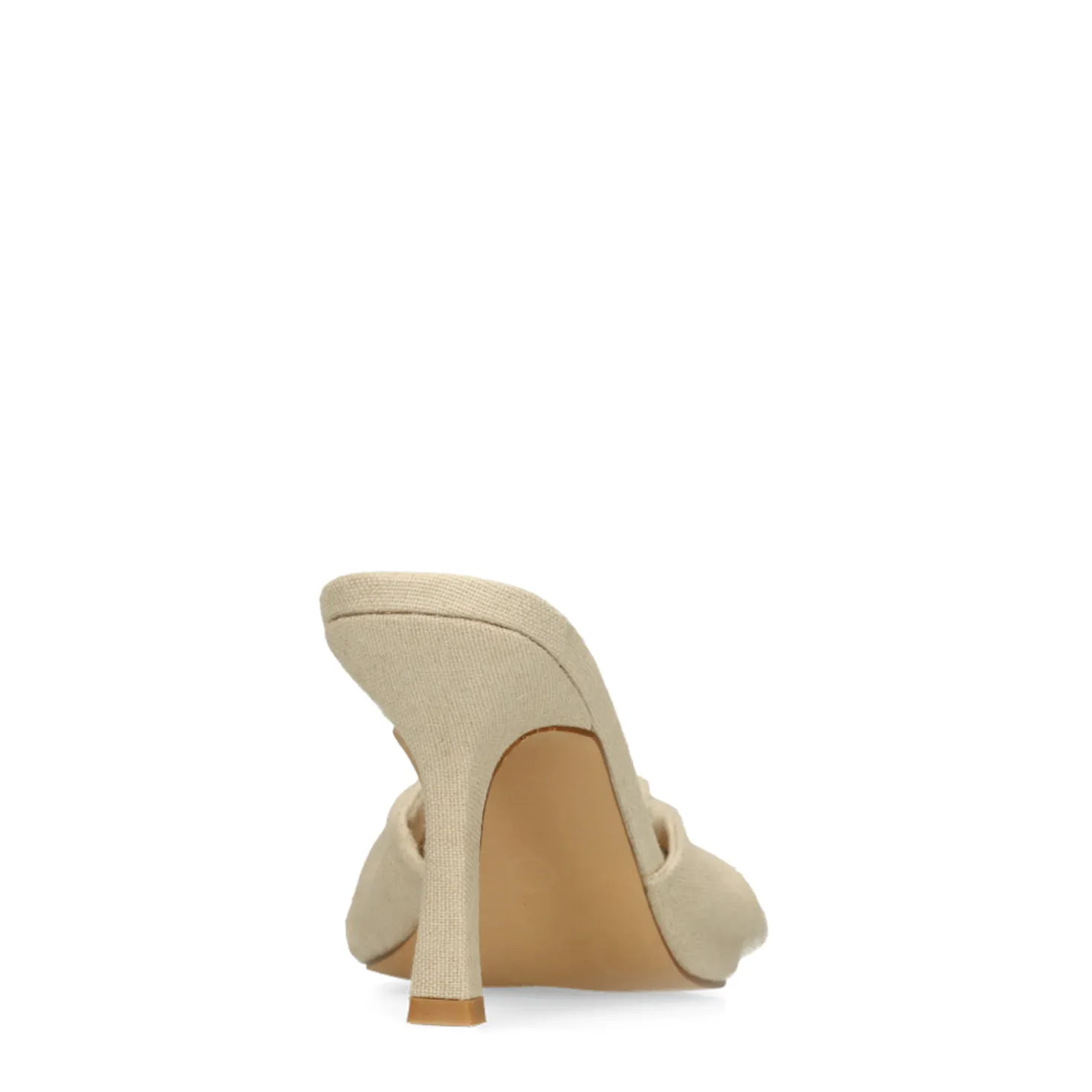Beige muiltjes met hak en knoop detail