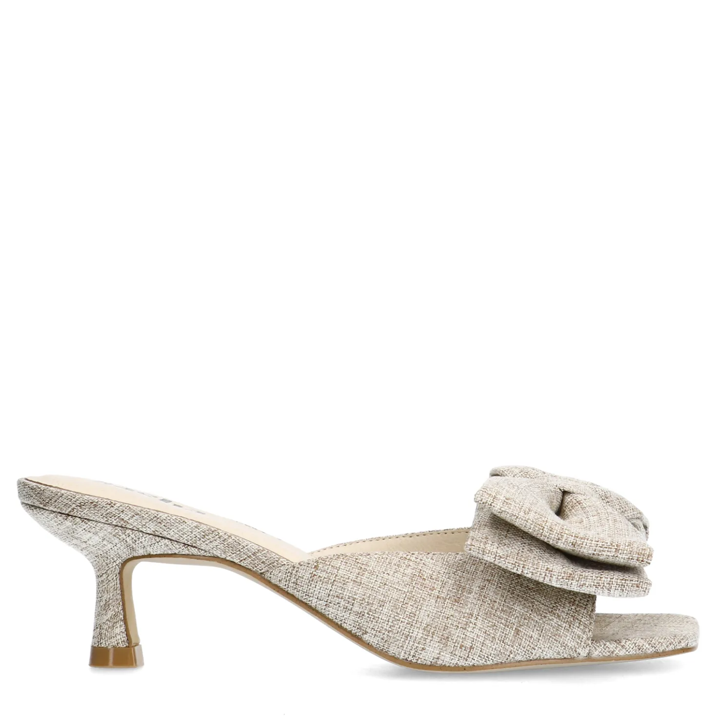 Beige muiltjes met hak en strik