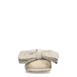 Beige muiltjes met hak en strik