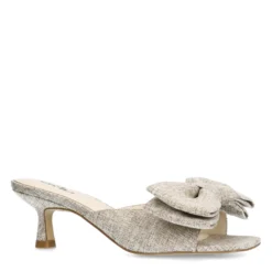 Beige muiltjes met hak en strik