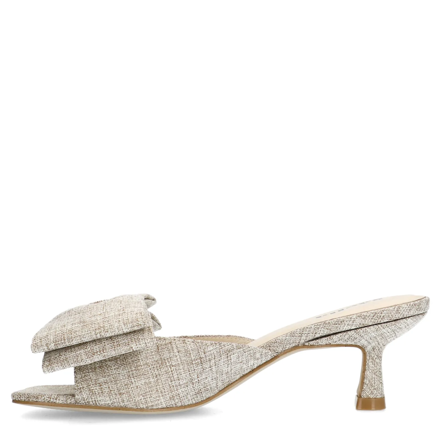 Beige muiltjes met hak en strik