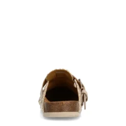 Beige raffia clogs met gesp