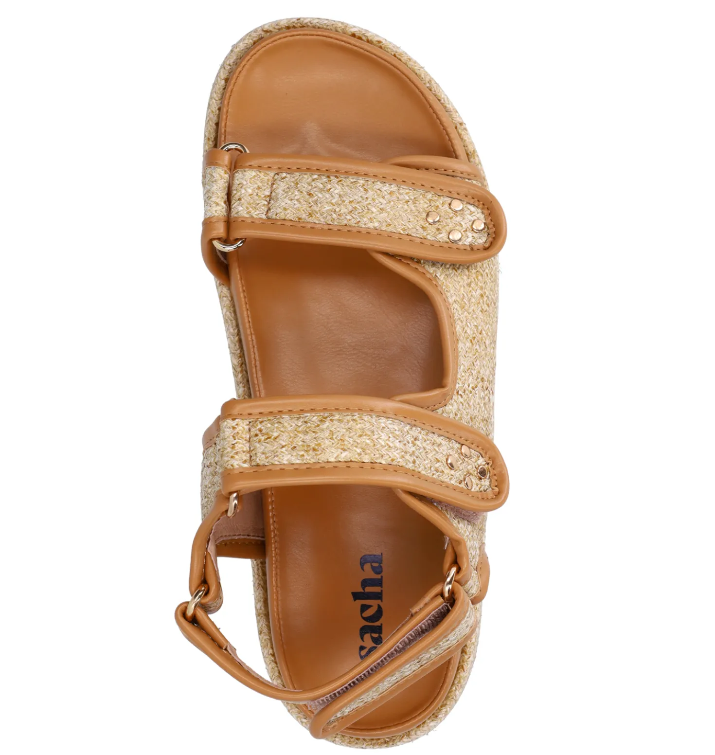 Beige raffia sandalen