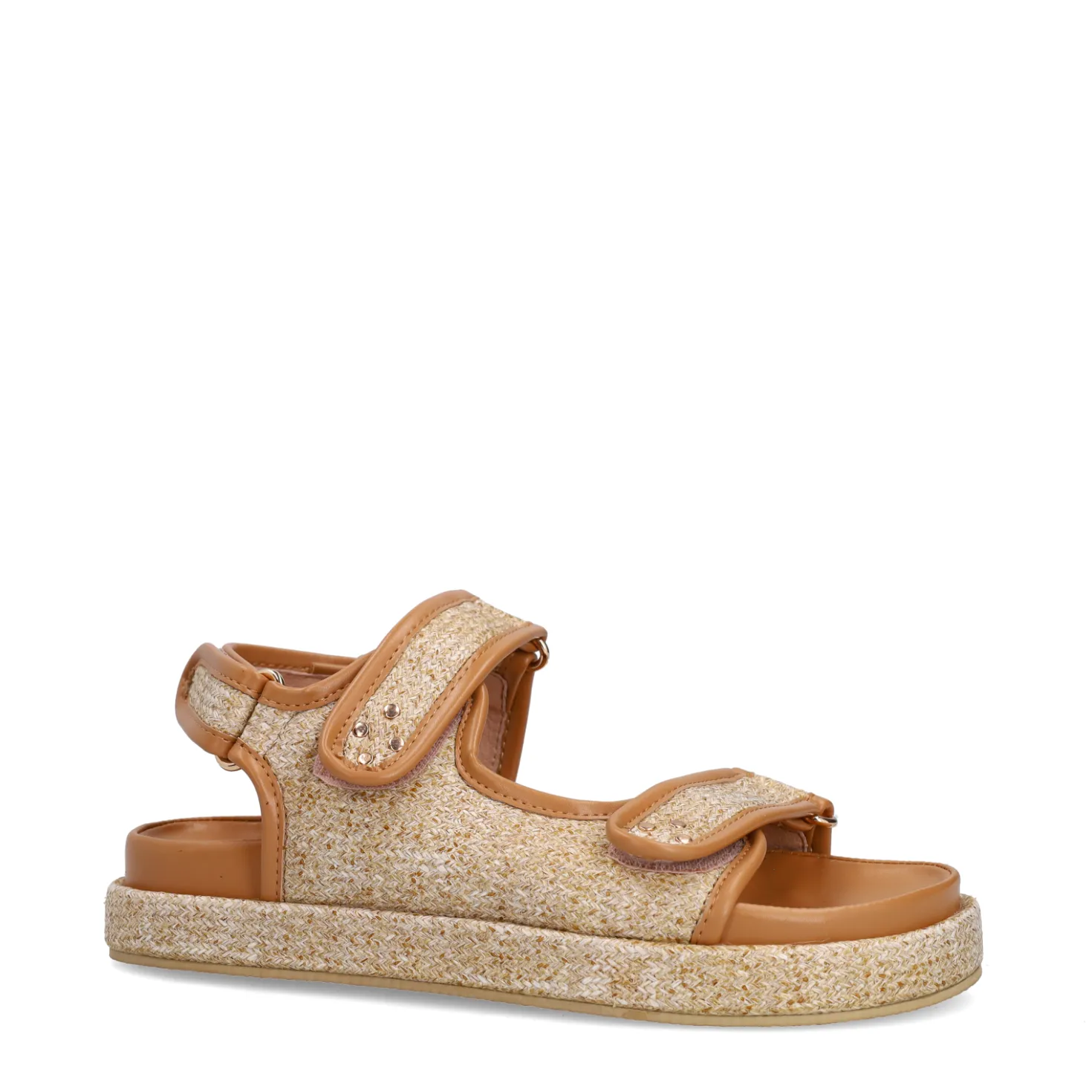 Beige raffia sandalen