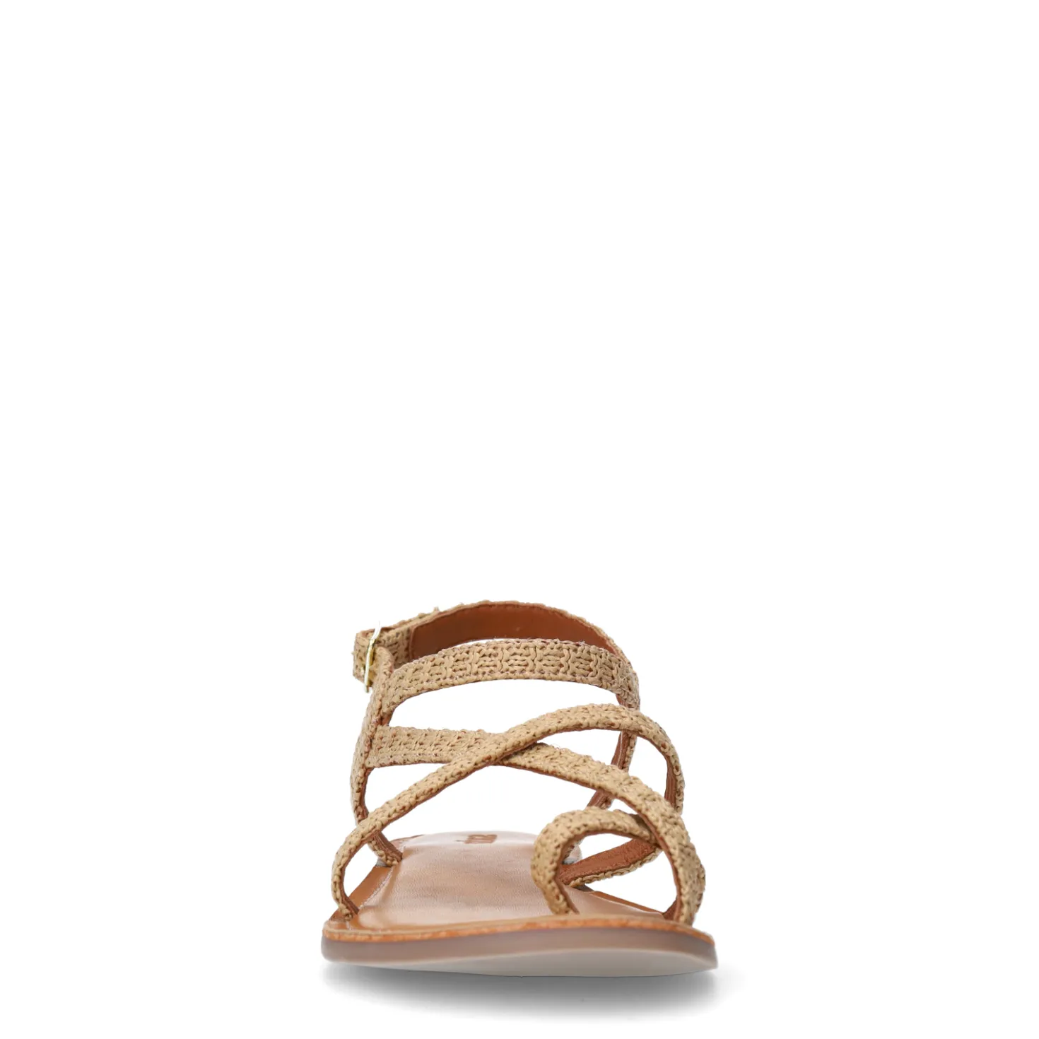 Beige raffia sandalen met gekruiste bandjes