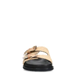 Beige raffia slippers