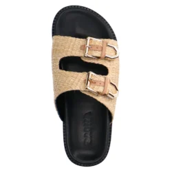 Beige raffia slippers