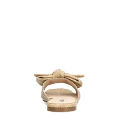 Beige raffia slippers met strik