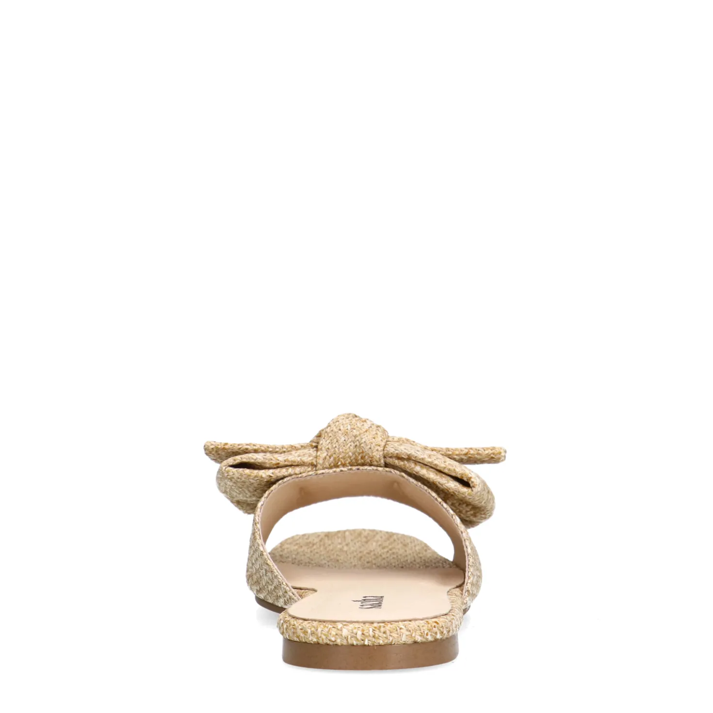 Beige raffia slippers met strik