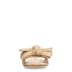 Beige raffia slippers met strik