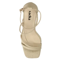 Beige sandalen met hak