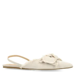 Beige slingbacks met strik