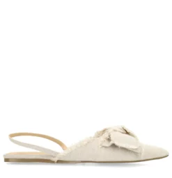 Beige slingbacks met strik