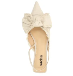 Beige slingbacks met strik