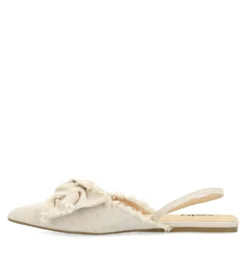 Beige slingbacks met strik