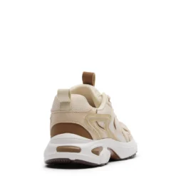 Beige sneakers met bruine details