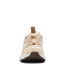 Beige sneakers met bruine details