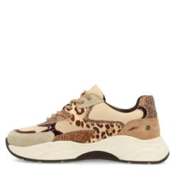 Beige sneakers met cow print