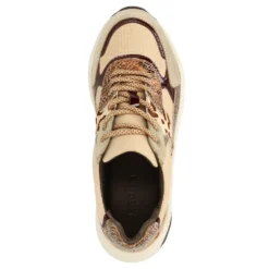 Beige sneakers met cow print