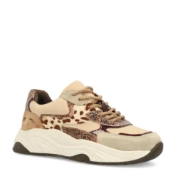 Beige sneakers met cow print