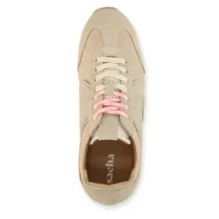 Beige sneakers met dubbele veters