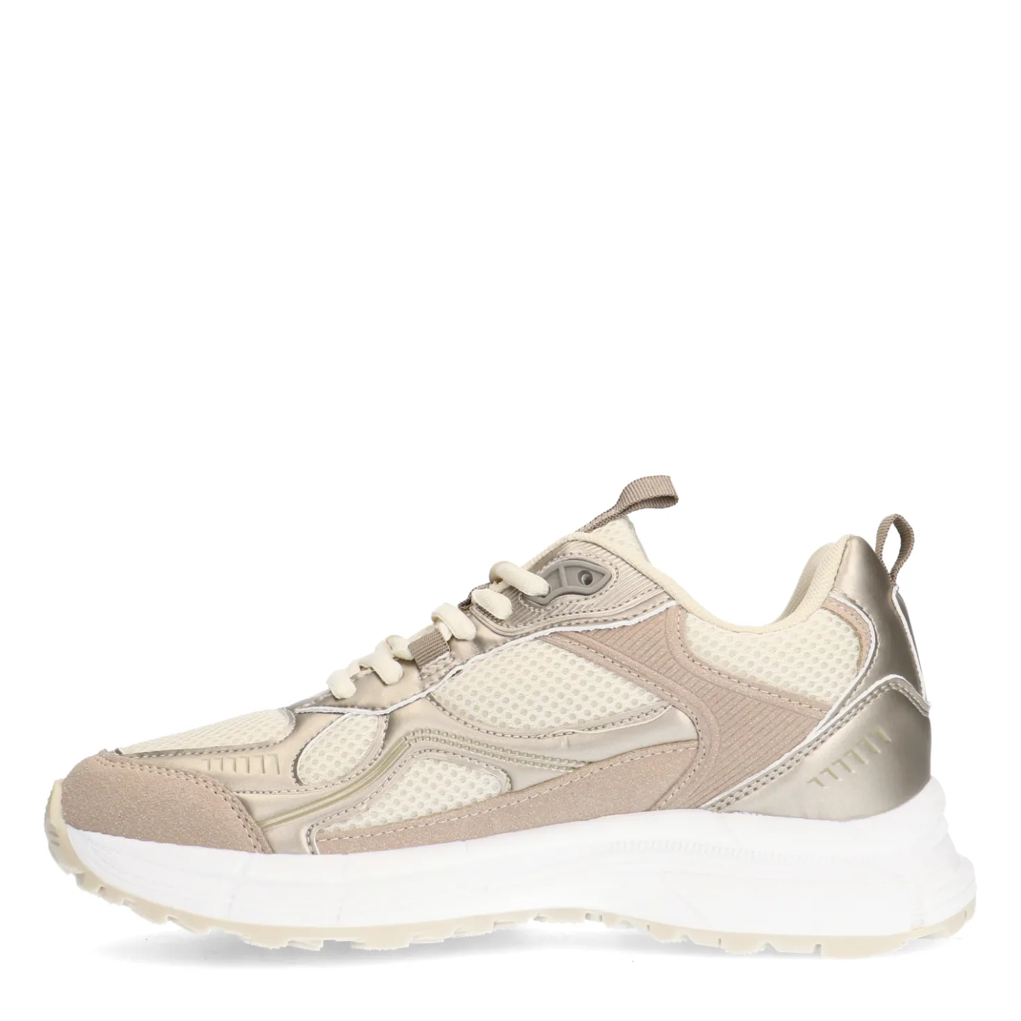 Beige sneakers met gouden details