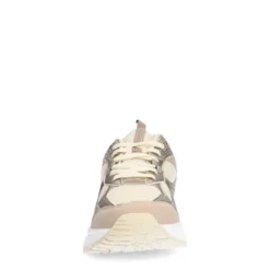 Beige sneakers met gouden details