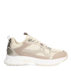 Beige sneakers met gouden details