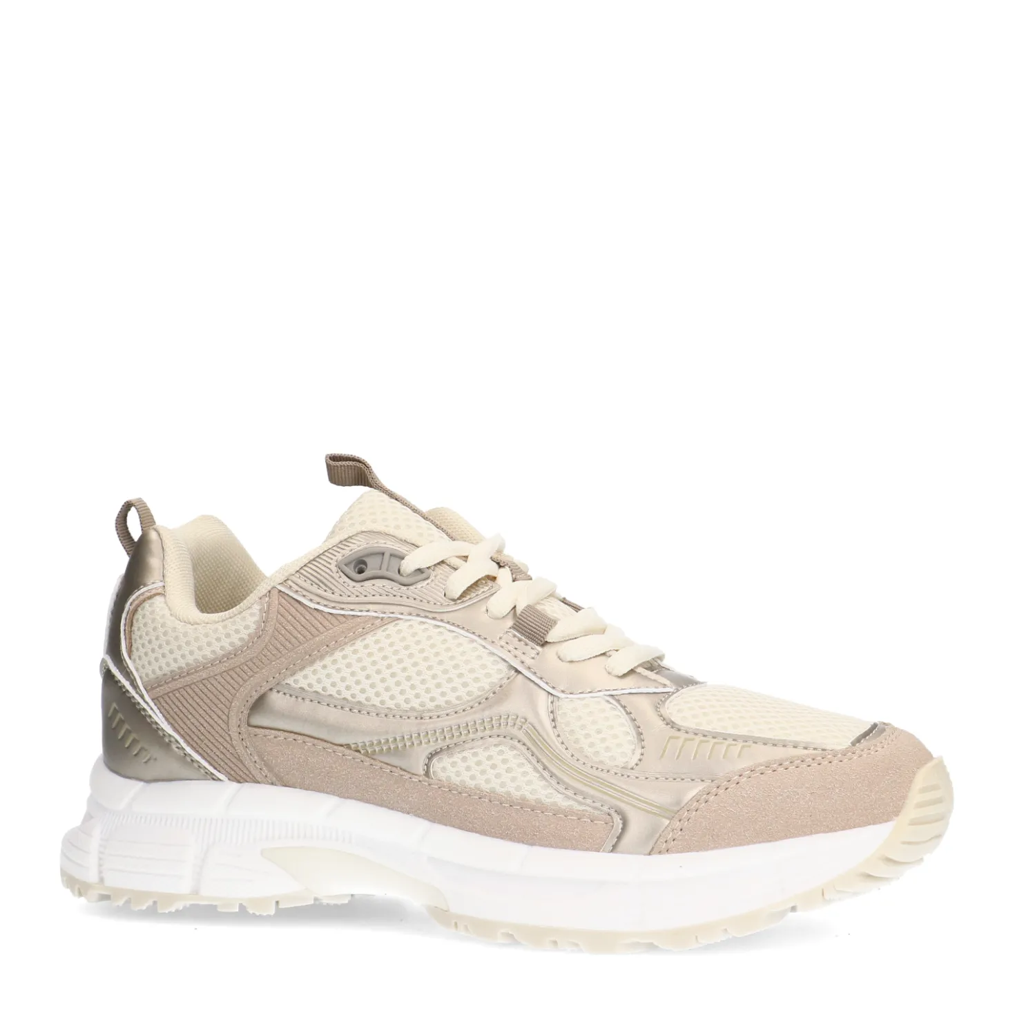Beige sneakers met gouden details