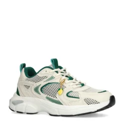 Beige sneakers met groene details