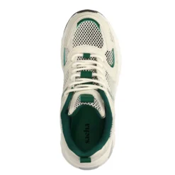 Beige sneakers met groene details