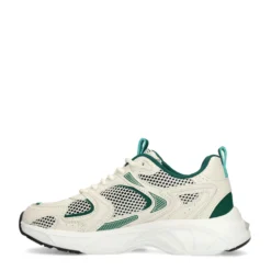 Beige sneakers met groene details