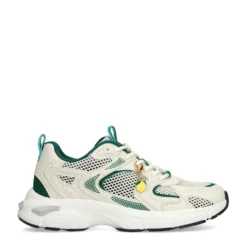 Beige sneakers met groene details