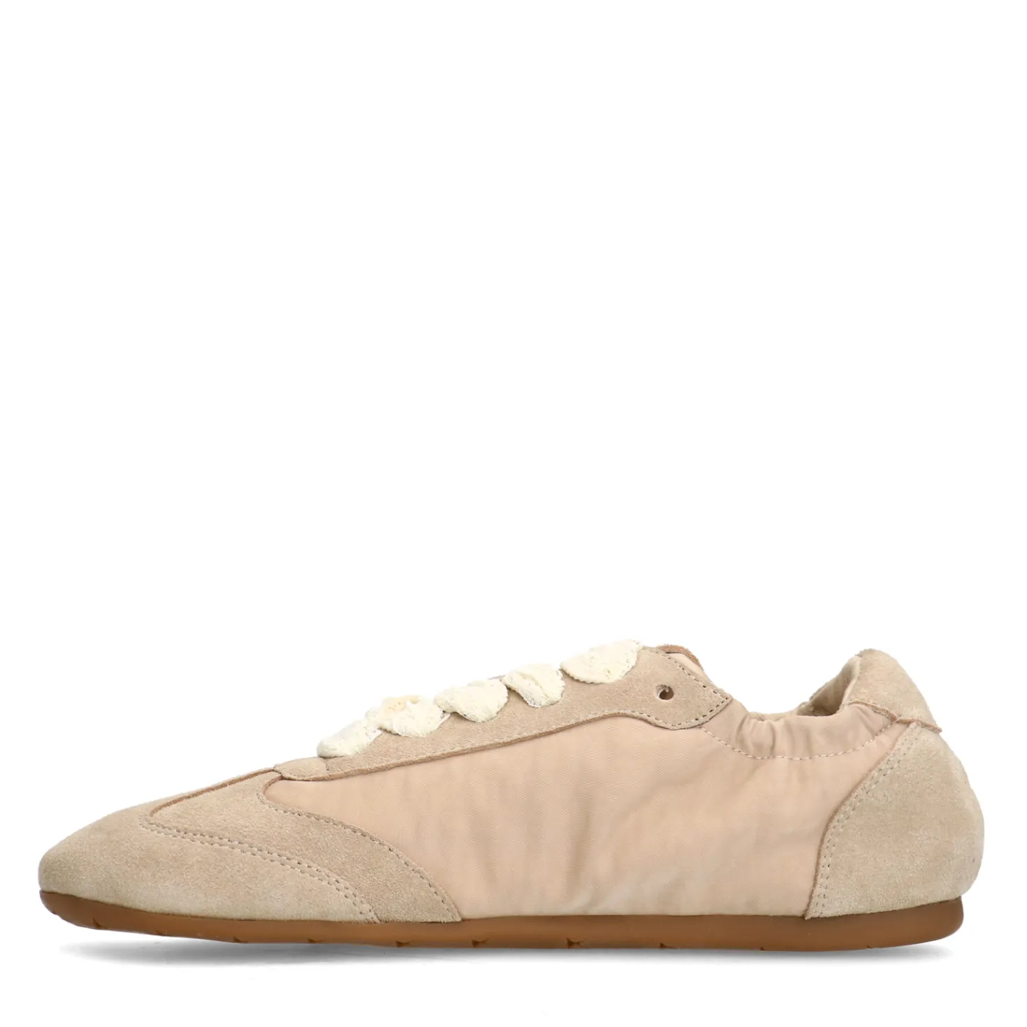 Beige sneakers met kanten veters