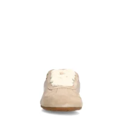 Beige sneakers met kanten veters