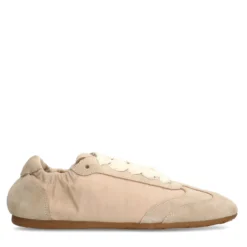 Beige sneakers met kanten veters