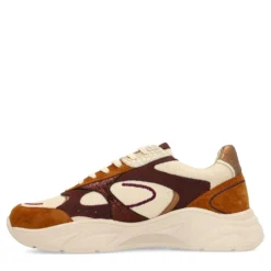 Beige sneakers met multicolor details