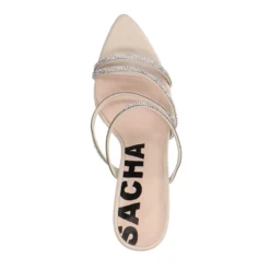 Beige strass muiltjes met hak