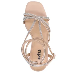 Beige strass sandalen met hak